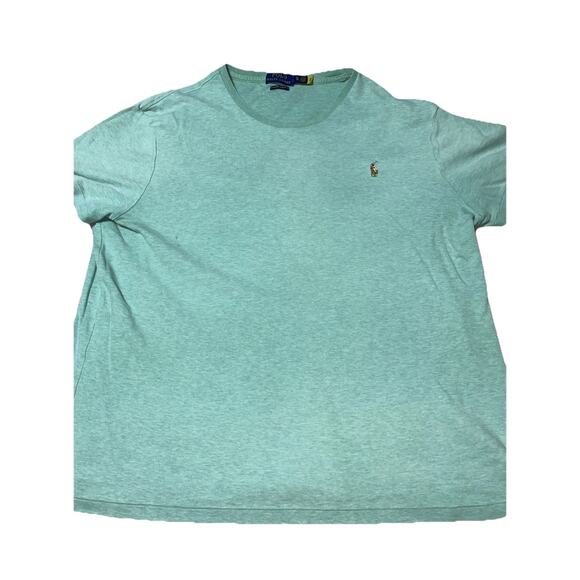 Polo Ralph Lauren T Shirt Mens Extra Large Green Flesh Pony Custom Slim XL - Picture 1 of 8